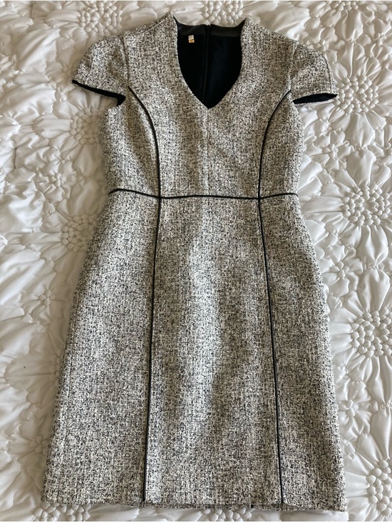 Anthropologie Dresses & Skirts - Anthropologie 4 collective tweed Black & White cap sleeve business dress piping
